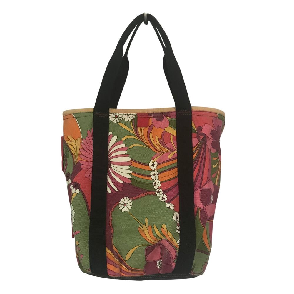 Lucky Brand Tote Purse Floral Canvas Boho Retro 60s 70s Shopping Grocery Beach